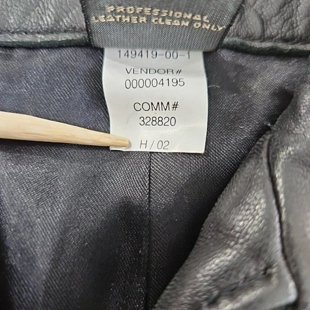 Banana Republic Full Zip Leather Jacket Men's XL‎ Jet Black Long Sleeves EUC LN